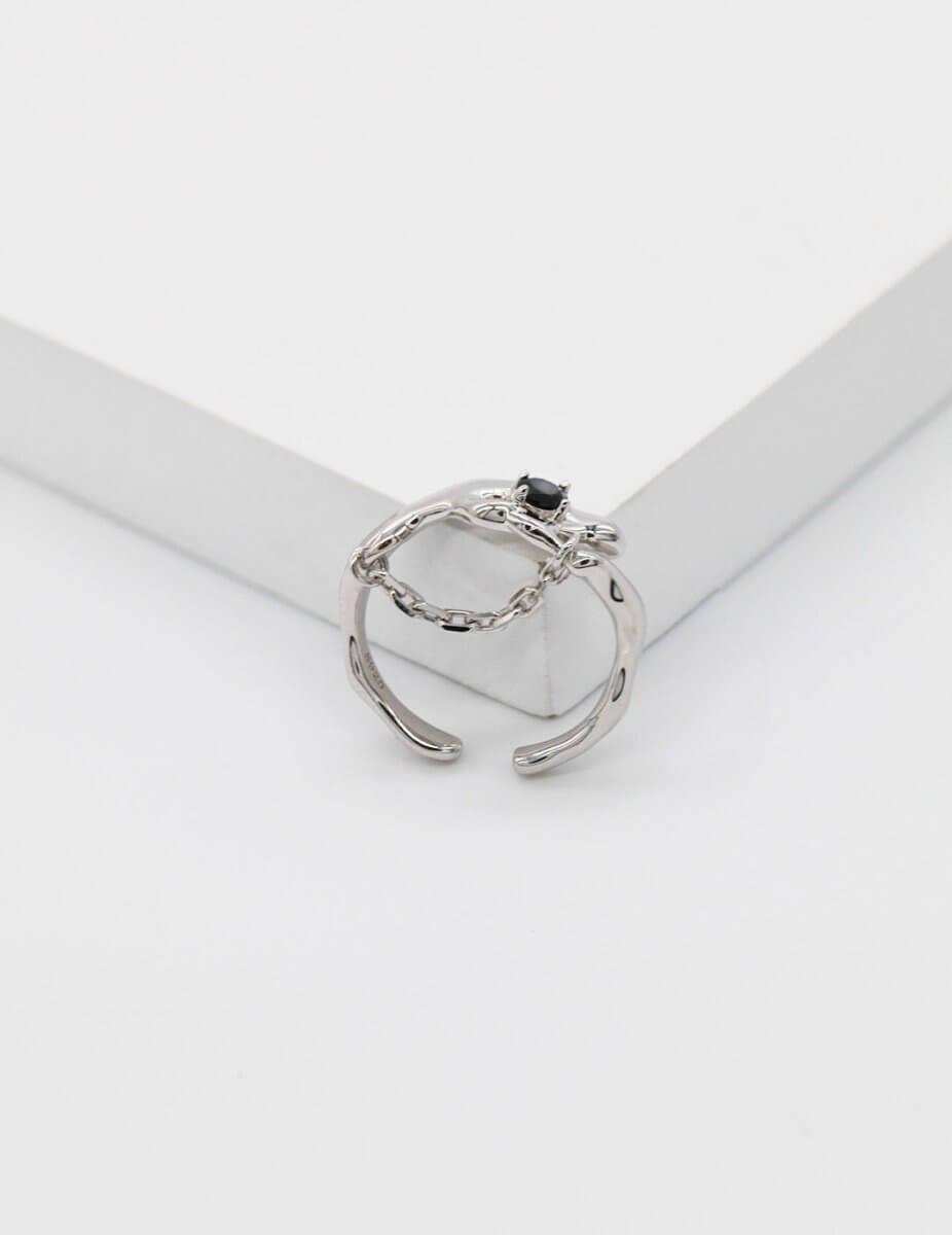 Abigail - Black Onyx Sterling Silver Ring - Pearlorious Jewellery