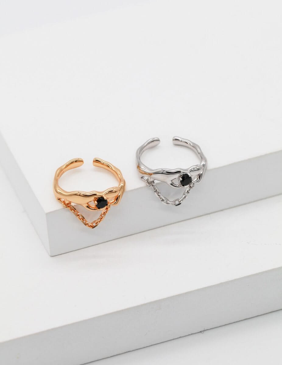 Abigail - Black Onyx Sterling Silver Ring - Pearlorious Jewellery