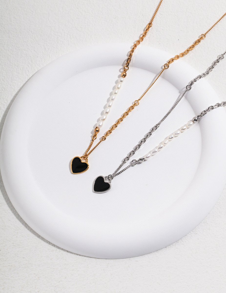 Angela - Love Heart Necklace Freshwater Pearl - Pearlorious Jewellery