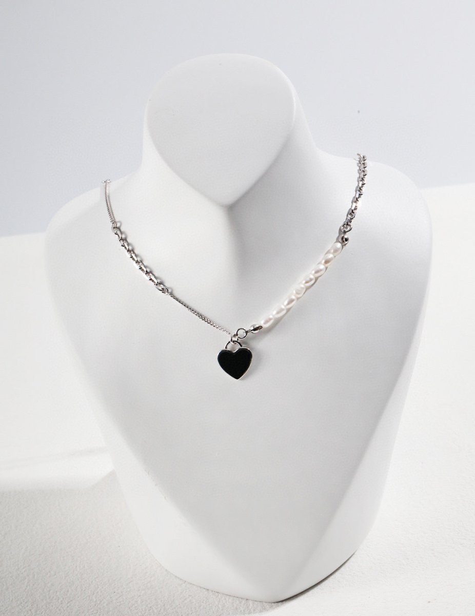 Angela - Love Heart Necklace Freshwater Pearl - Pearlorious Jewellery