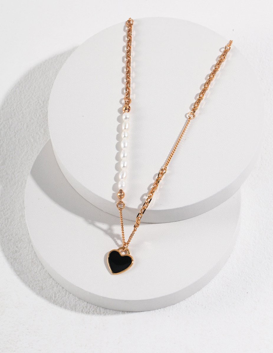 Angela - Love Heart Necklace Freshwater Pearl - Pearlorious Jewellery