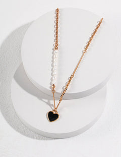 Angela - Love Heart Necklace Freshwater Pearl - Pearlorious Jewellery