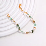 Arizona - Freshwater Pearl Green Strawberry Quartz and Ocean Grass Agate Bracelet - Pearlorious Jewellery