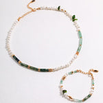 Arizona - Freshwater Pearl Green Strawberry Quartz and Ocean Grass Agate Bracelet - Pearlorious Jewellery