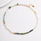 Arizona - Green Strawberry Quartz and Freshwater Pearl Necklace - Pearlorious Jewellery