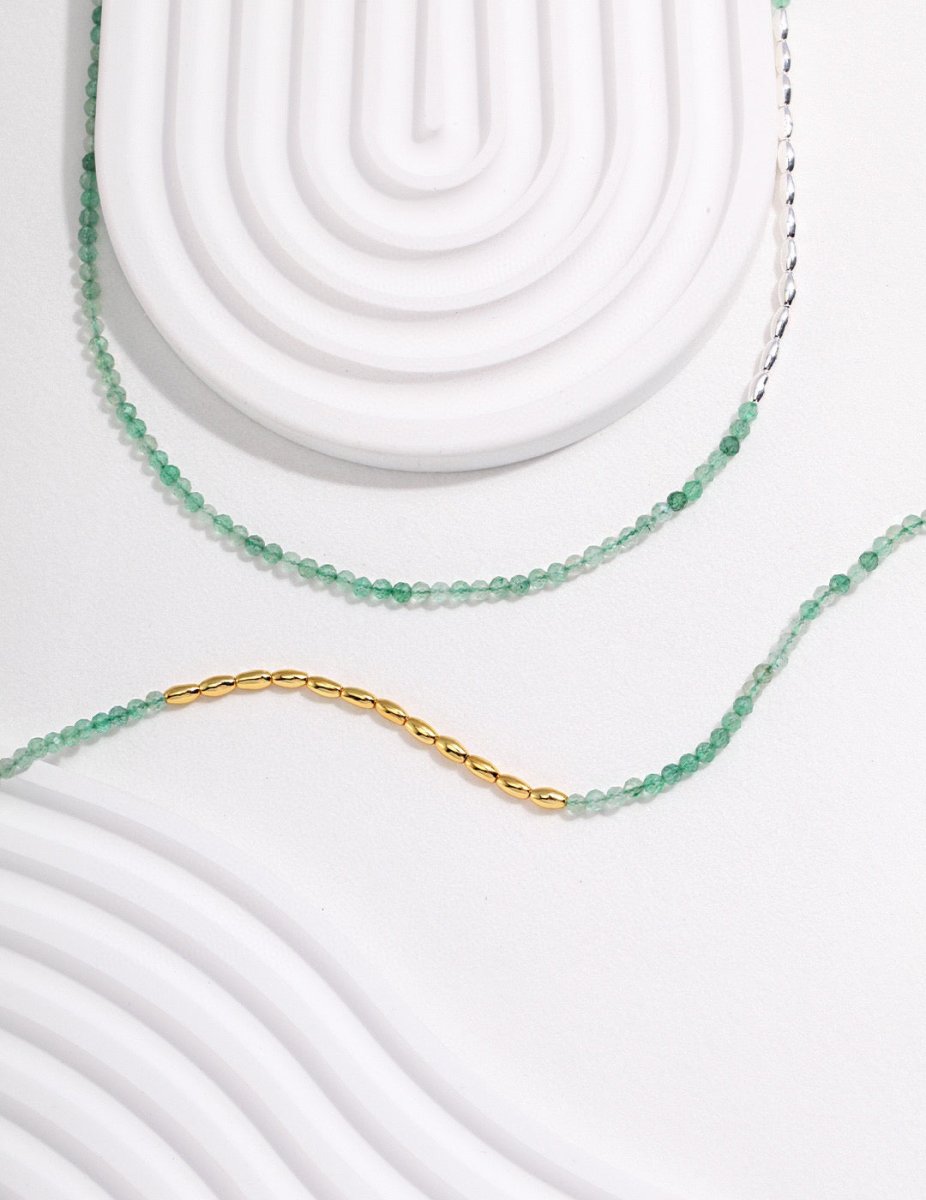 Arizona - Sterling Silver and Green Strawberry Quartz Neclace - Pearlorious Jewellery