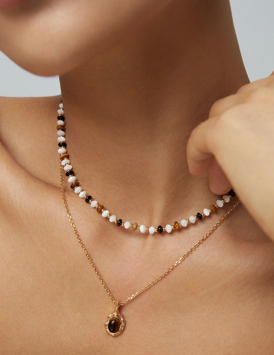 Ashley - Sterling Silver Tiger Eye Necklace - Pearlorious Jewellery