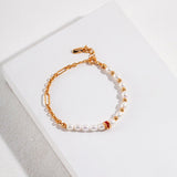 Avery - Freshwater Pearl and Red Glazed Bracelet - Pearlorious Jewellery