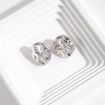 Bree - Cute and Simple Style Irregular Sterling Silver Button Earrings - Pearlorious Jewellery