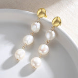 Brielle - Triple Freshwater Pearl Earrings - Pearlorious Jewellery