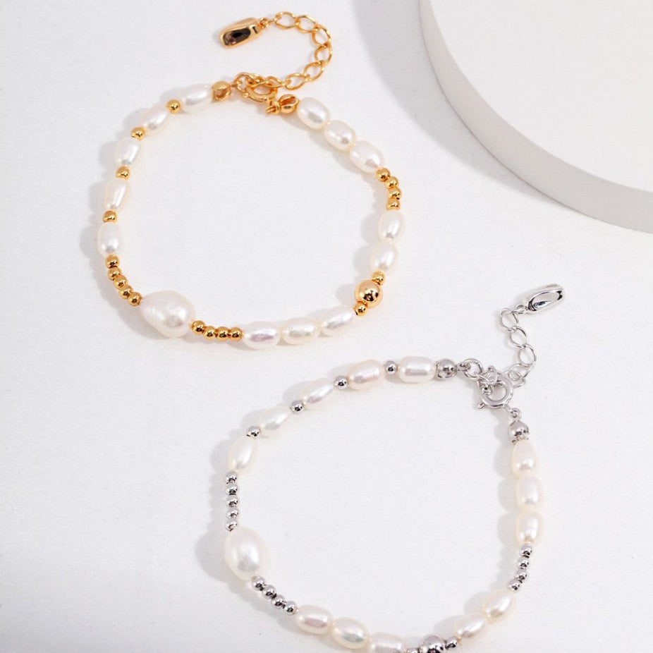 Brooklyn - Classic and Simple Freshwater Pearl and Sterling Silver Bracelet - Pearlorious Jewellery