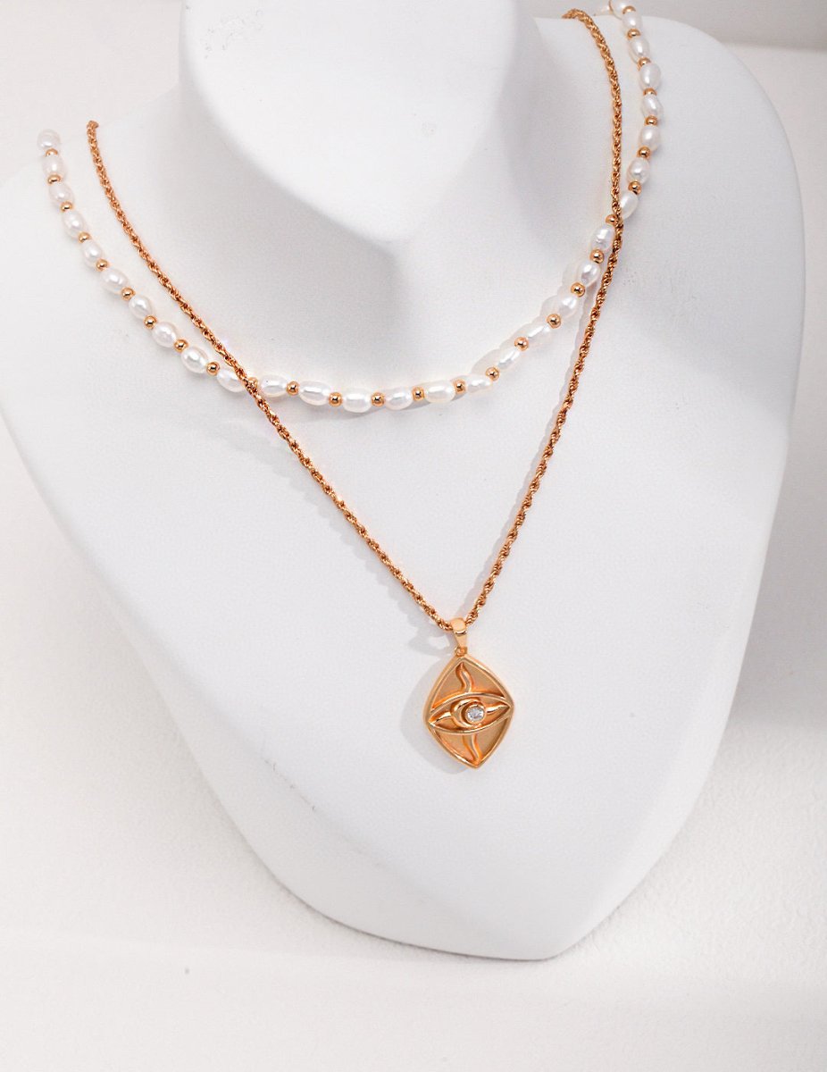 Brylee - Sterling Silver Evil Eye Charm Necklace - Pearlorious Jewellery
