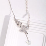 Camila - Butterfly Gemstone Pearl Necklace Made in Gold Vermeil Best Gift for Her - Pearlorious Jewellery