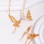 Camila - Butterfly Gemstone Pearl Necklace Made in Gold Vermeil Best Gift for Her - Pearlorious Jewellery