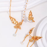 Camila - Butterfly Gemstone Pearl Necklace Made in Gold Vermeil Best Gift for Her - Pearlorious Jewellery