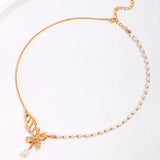 Camila - Butterfly Gemstone Pearl Necklace Made in Gold Vermeil Best Gift for Her - Pearlorious Jewellery