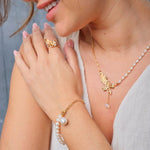 Camila - Butterfly Gemstone Pearl Necklace Made in Gold Vermeil Best Gift for Her - Pearlorious Jewellery