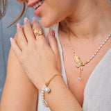Camila - Butterfly Gemstone Pearl Necklace Made in Gold Vermeil Best Gift for Her - Pearlorious Jewellery