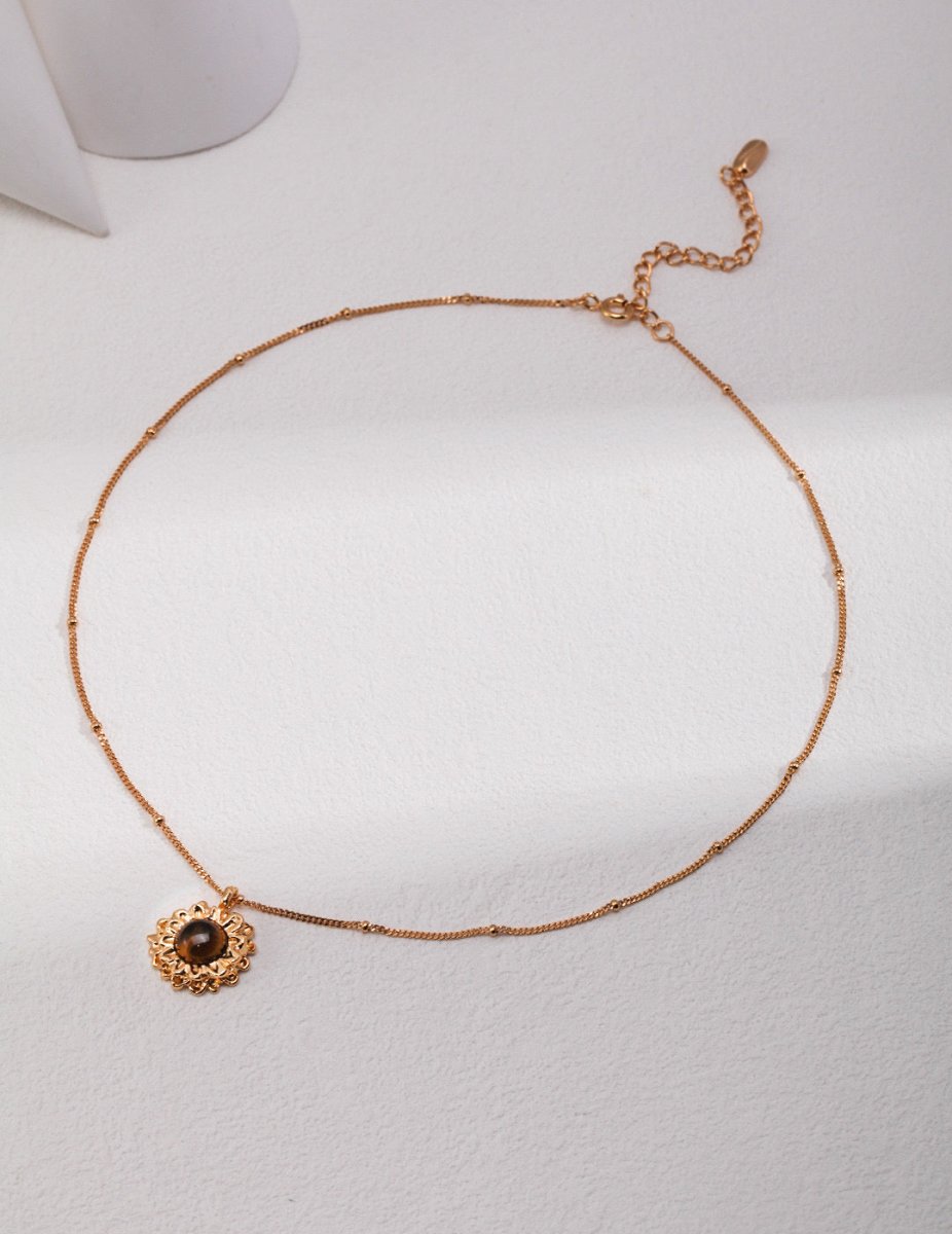Catalina - Sterling Silver and Tiger Eye Pendant Necklace - Pearlorious Jewellery
