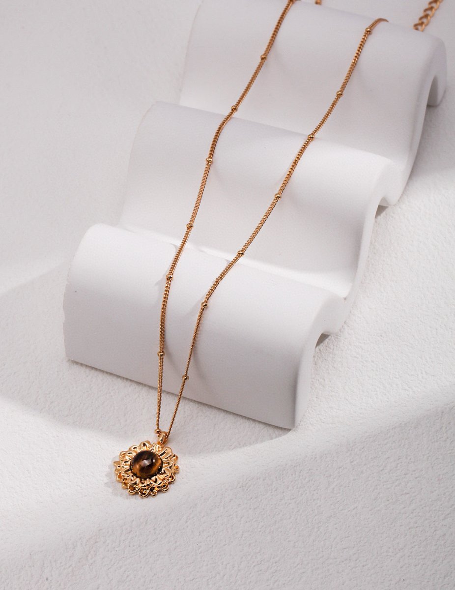 Catalina - Sterling Silver and Tiger Eye Pendant Necklace - Pearlorious Jewellery