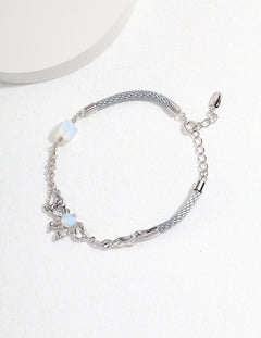 Clara - Silver Bow and Opal Bracelet - Pearlorious Jewellery