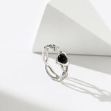 Clover - Sterling Silver and Blake Agate Ring - Pearlorious Jewellery