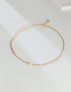 Corey - Minimalist Sterling Silver and Freshwater Pearl Necklace - Pearlorious Jewellery