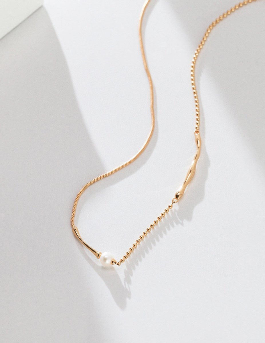 Corey - Minimalist Sterling Silver and Freshwater Pearl Necklace - Pearlorious Jewellery
