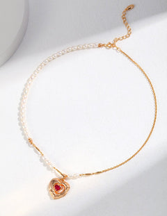 Dolly - Love Heart Balloon Necklace Sterling Silver and Freshwater Pearl - Pearlorious Jewellery