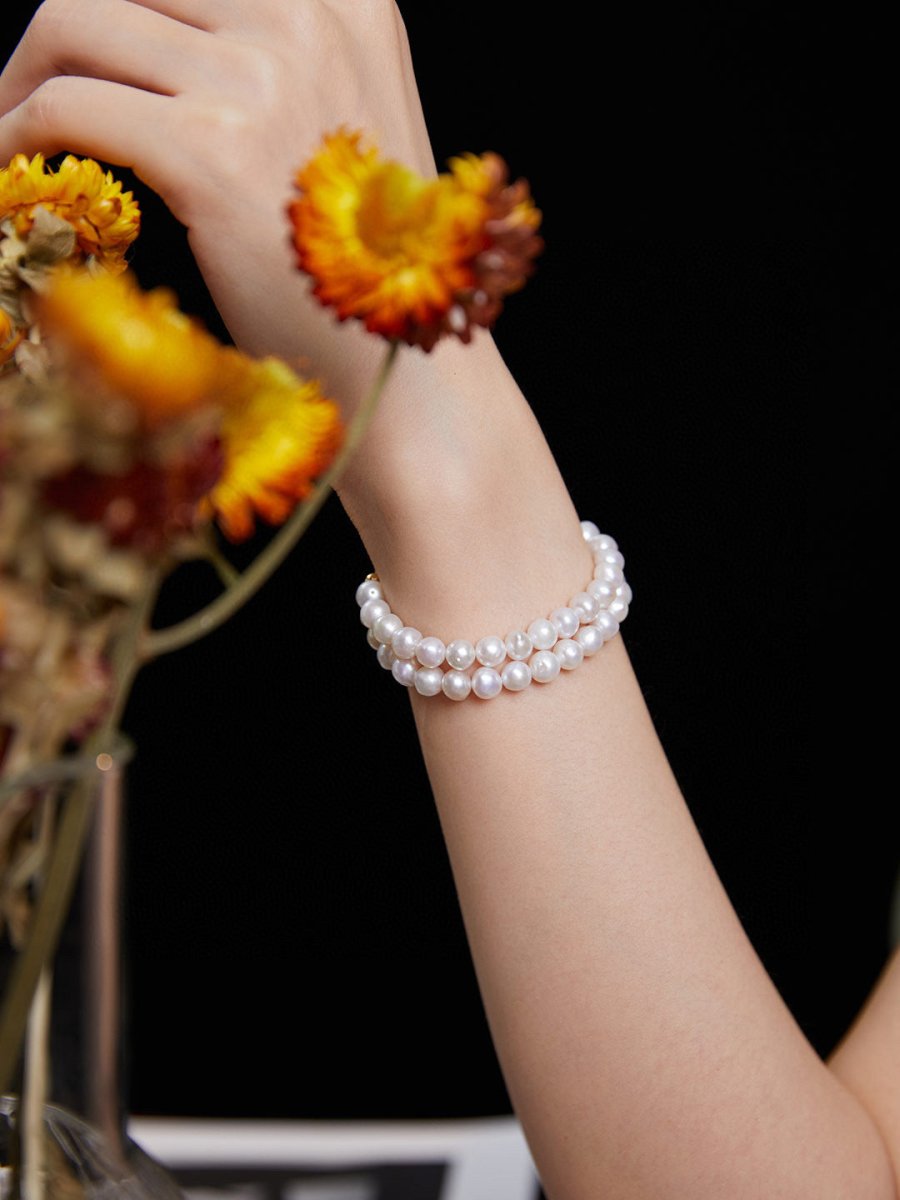 Edith - Double Layer Freshwater Pearl Bracelet - Pearlorious Jewellery