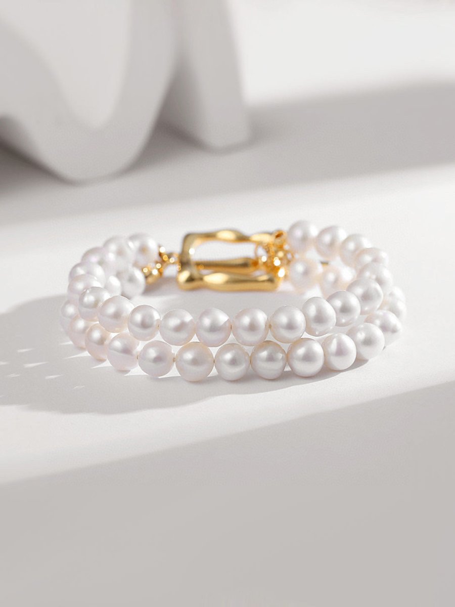 Edith - Double Layer Freshwater Pearl Bracelet - Pearlorious Jewellery