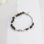 Edith - Sterling Silver and Black Obsidian Crystal Bracelets - attract wealth and good fortune. - Pearlorious Jewellery