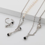 Edith - Tree Branch Sterling Silver and Black Agate Necklace - Pearlorious Jewellery