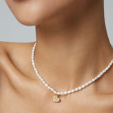 Elena - Freshwater Pearl Necklace with Heart Pendant - Pearlorious Jewellery