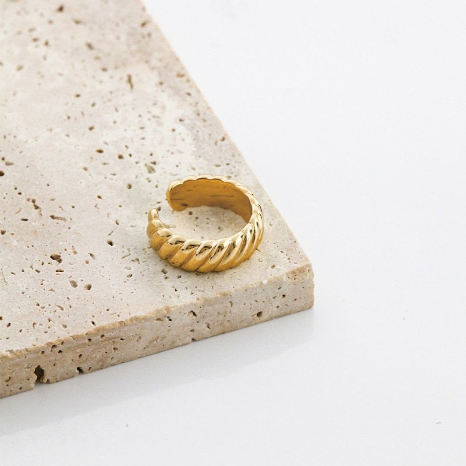 Elena - Gold Vermeil Twist Rings Croissant Rings - Pearlorious Jewellery
