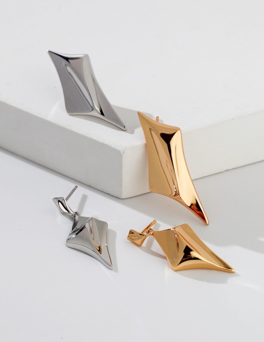 Eliana - Four-pointed Star AB Sterling Silver Earrings - Pearlorious Jewellery