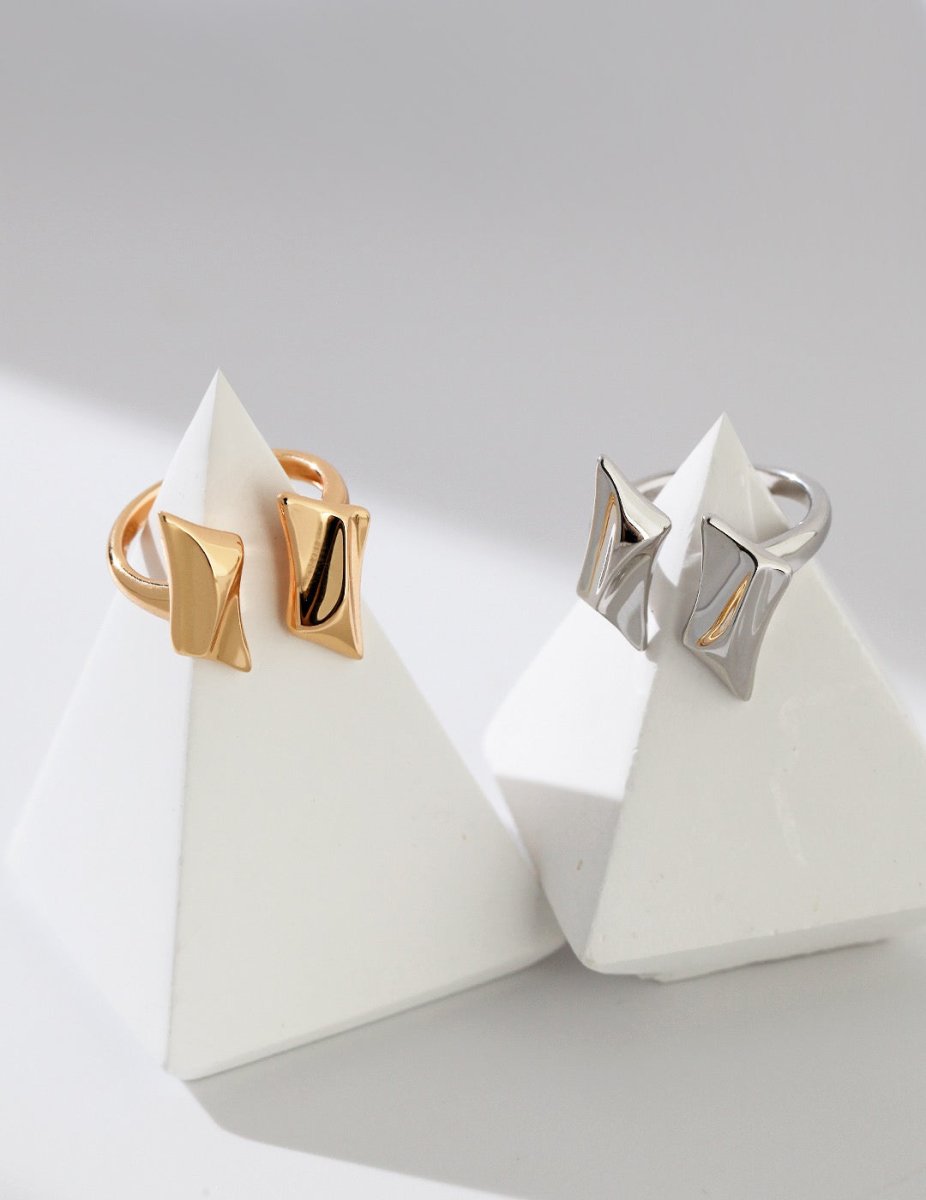 Eliana - Sterling Silver Double Four-pointed Star Rings - Pearlorious Jewellery