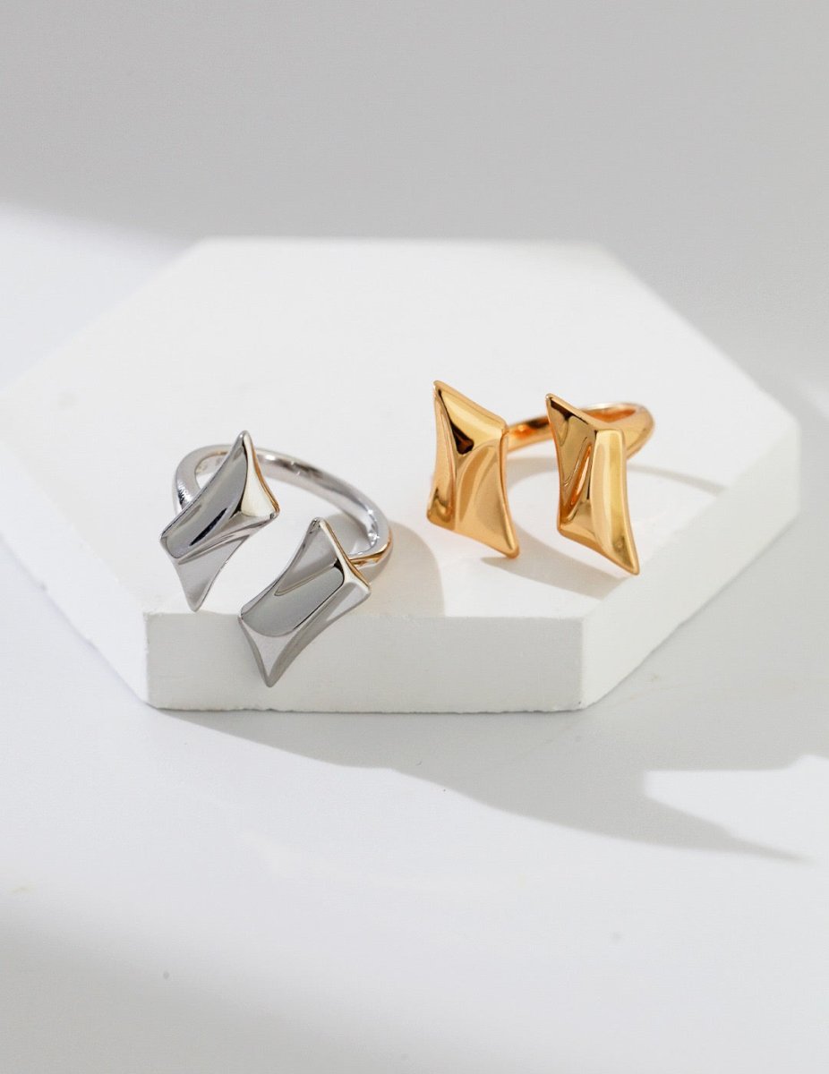 Eliana - Sterling Silver Double Four-pointed Star Rings - Pearlorious Jewellery