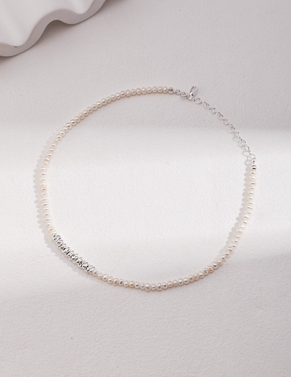 Elisa -Irregular Freshwater Pearl and Sterling Silver Beads Necklace - Pearlorious Jewellery