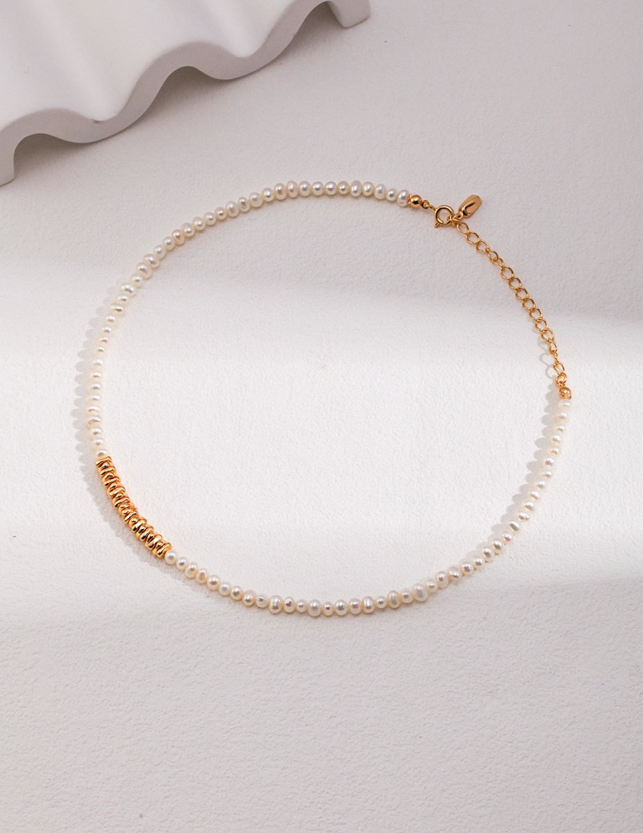 Elisa -Irregular Freshwater Pearl and Sterling Silver Beads Necklace - Pearlorious Jewellery