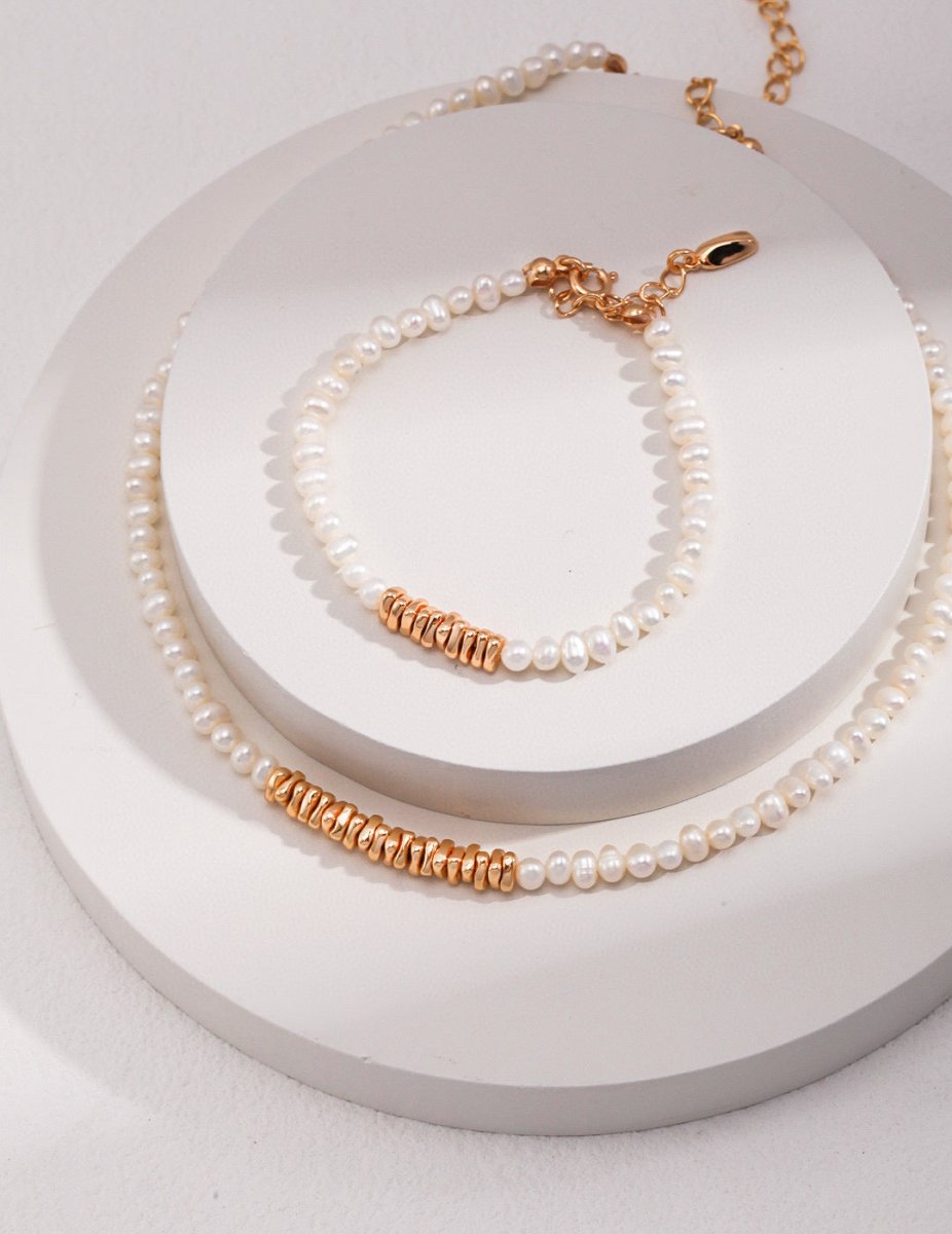 Elisa -Irregular Freshwater Pearl and Sterling Silver Beads Necklace - Pearlorious Jewellery