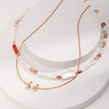 Eloise - Pearl Necklace with Strawberry Quartz - Pearlorious Jewellery