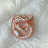 Eloise - Pearl Necklace with Strawberry Quartz - Pearlorious Jewellery