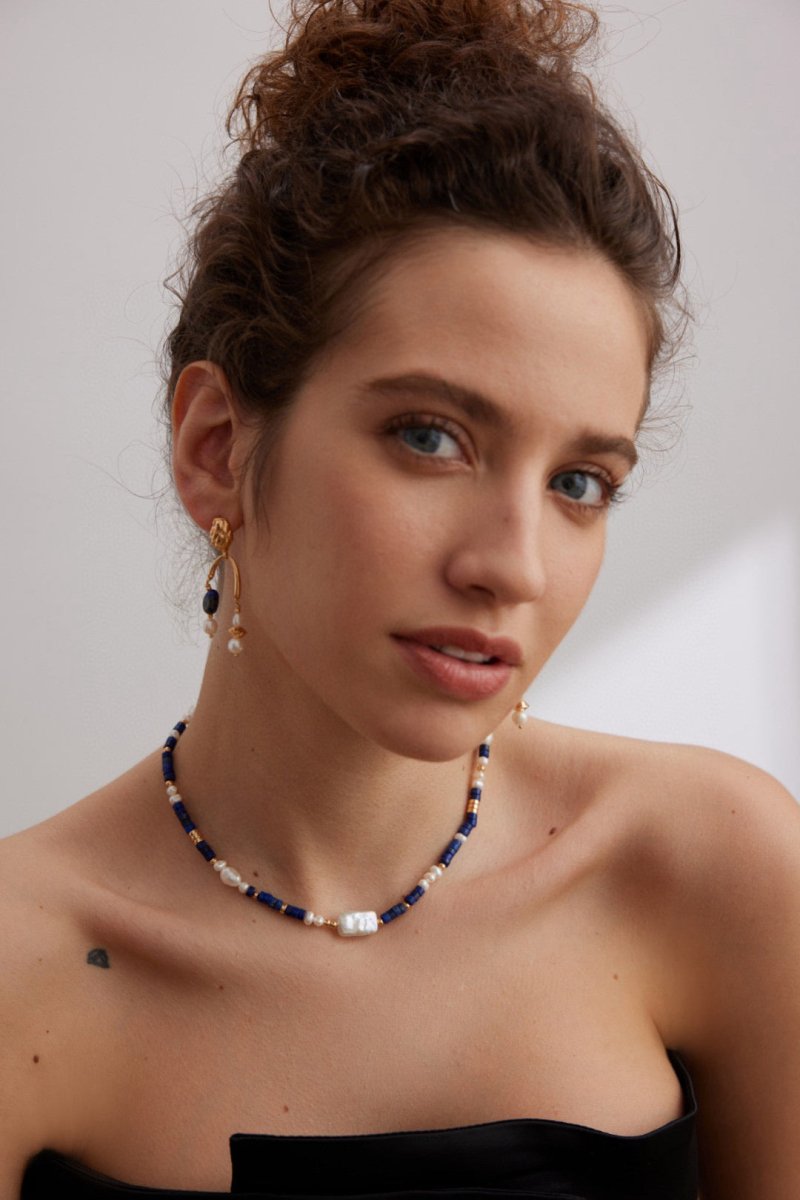 Eloise - Sterling Silver Aquamarine and Pearl Earrings - Pearlorious Jewellery