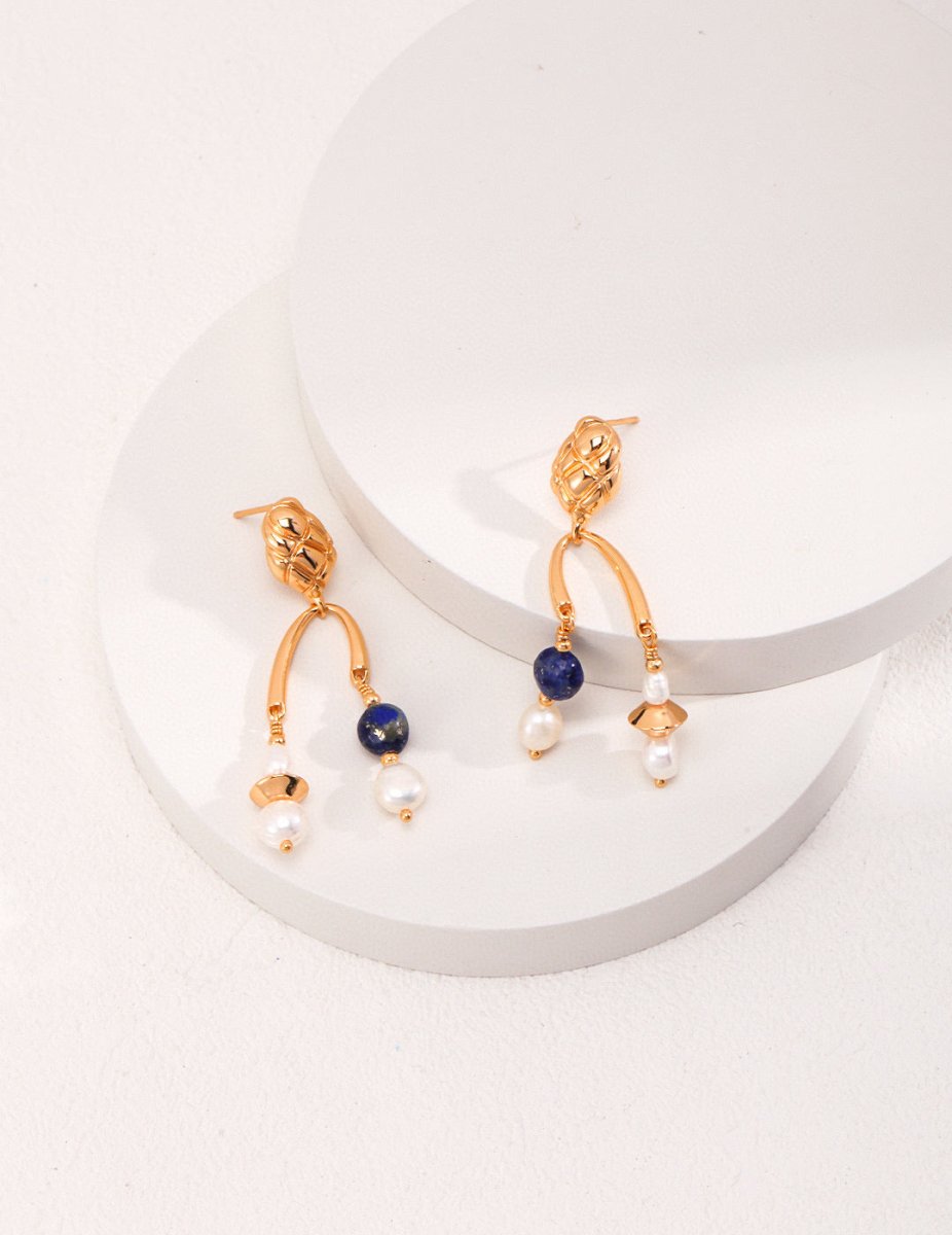 Eloise - Sterling Silver Aquamarine and Pearl Earrings - Pearlorious Jewellery