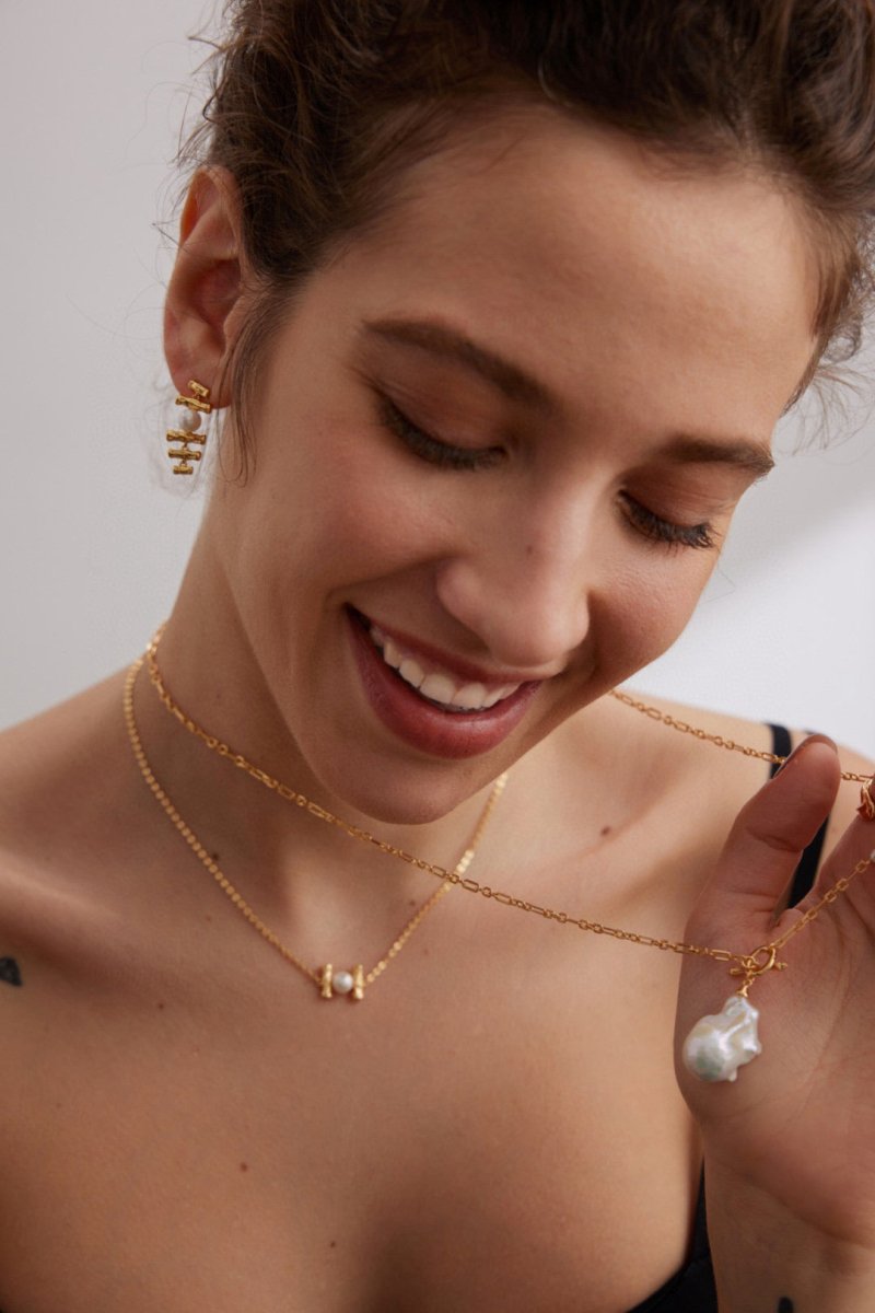 Erica - Irregular Baroque Pearl Pendant with Sterling Silver Chain Necklace - Pearlorious Jewellery
