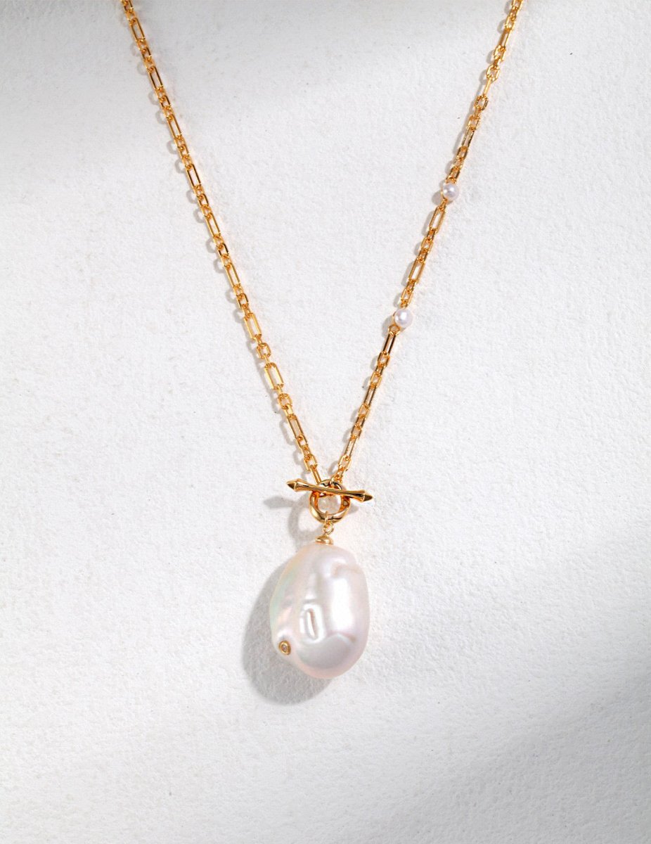 Erica - Irregular Baroque Pearl Pendant with Sterling Silver Chain Necklace - Pearlorious Jewellery