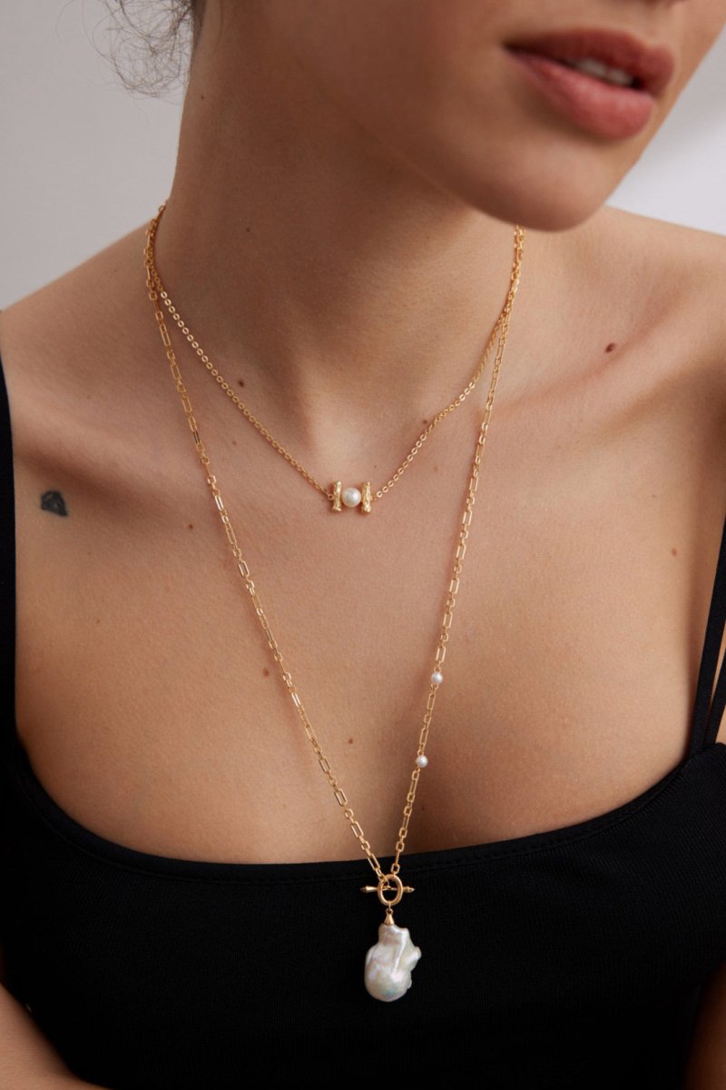 Erica - Irregular Baroque Pearl Pendant with Sterling Silver Chain Necklace - Pearlorious Jewellery