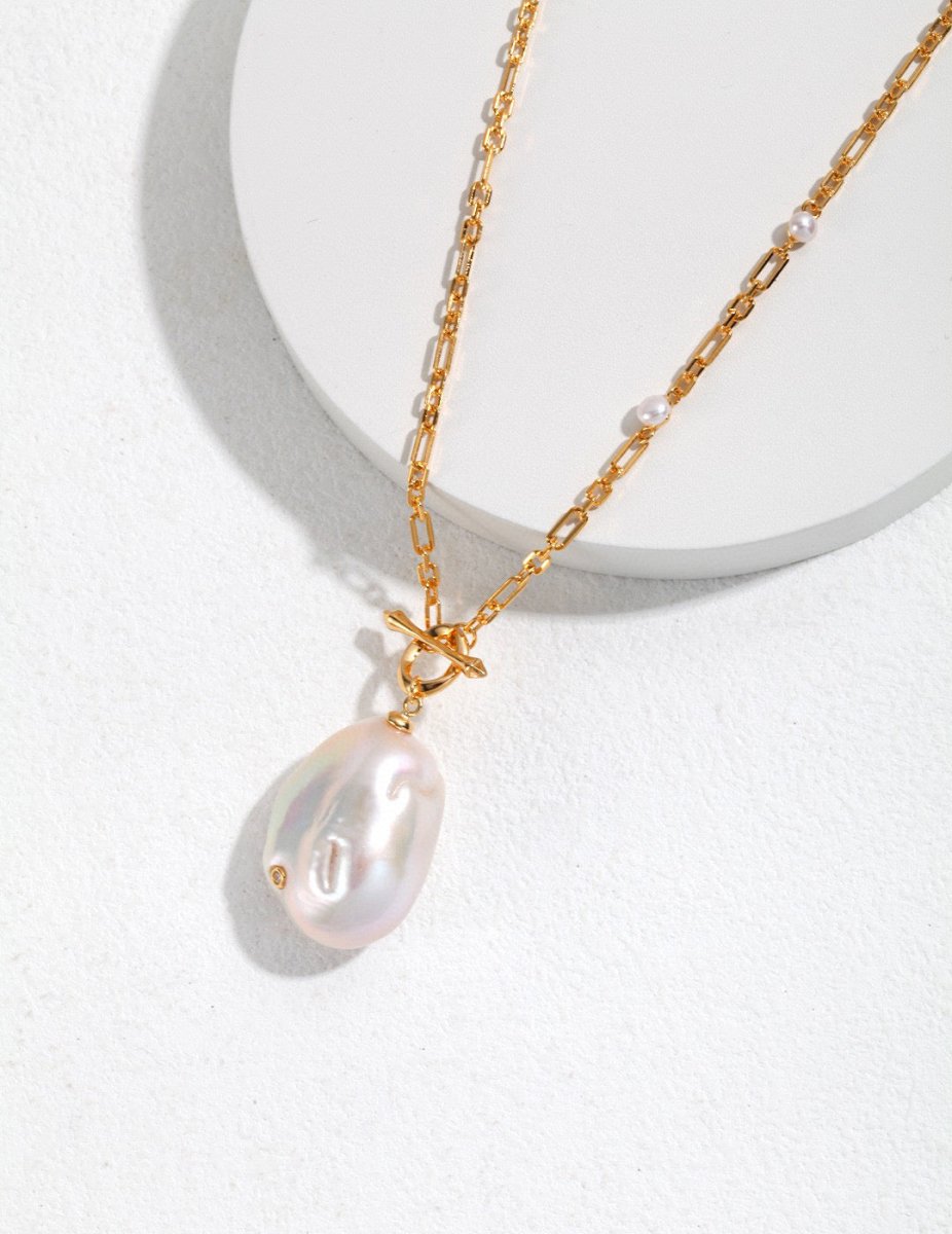 Erica - Irregular Baroque Pearl Pendant with Sterling Silver Chain Necklace - Pearlorious Jewellery
