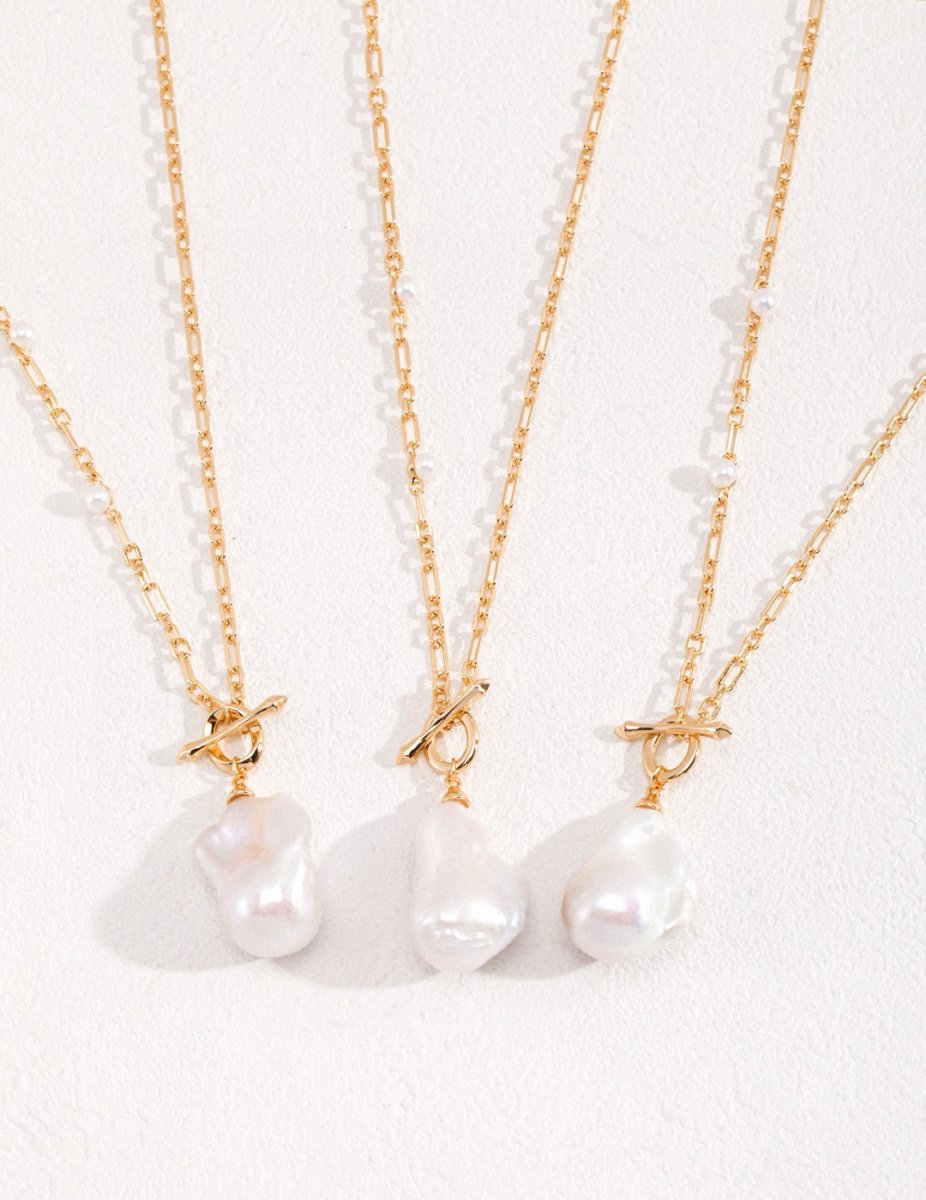 Erica - Irregular Baroque Pearl Pendant with Sterling Silver Chain Necklace - Pearlorious Jewellery